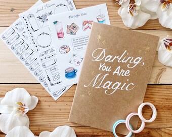 Darling You are Magic Journal and Stationery Gift Pack Journal and Planner Stickers and Washi Tape