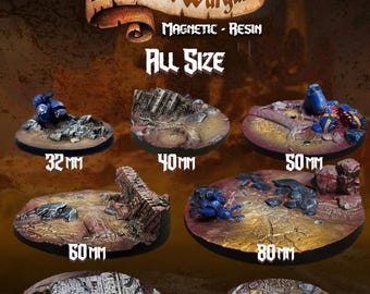 Painted Magnetic Snap-On Minibases for Wargames: Mars Scenery - ready for use