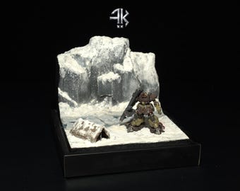 ガンダム用レジン雪山ジオラマ：手作り冬景色（15cmまたは30cm）