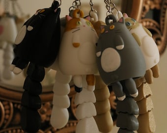 猫のキーホルダー – ぷるぷる動物チャーム – かわいいバッグアクセサリーギフト