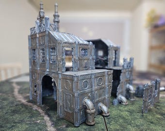 モジュラー工業工場地形: 28-32 mm Wargaming、塗装済み PLA