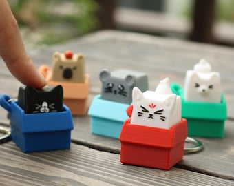 カチカチキーキャップキーホルダー – ミニキーボードフィジェットトイ – かわいいデスクガジェットギフト