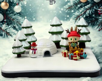手作り樹脂クリスマスジオラマ：「雪のクリスマス」お祭りミニチュアシーン