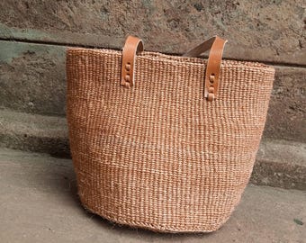 Handwoven Sisal Beach Bag: Kenyan Kiondo Market Basket