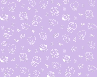 Patrón digital inspirado en BT21 / Impresión morada de BTS / Estética ARMY / Regalo Bangtan Boys Descarga digital