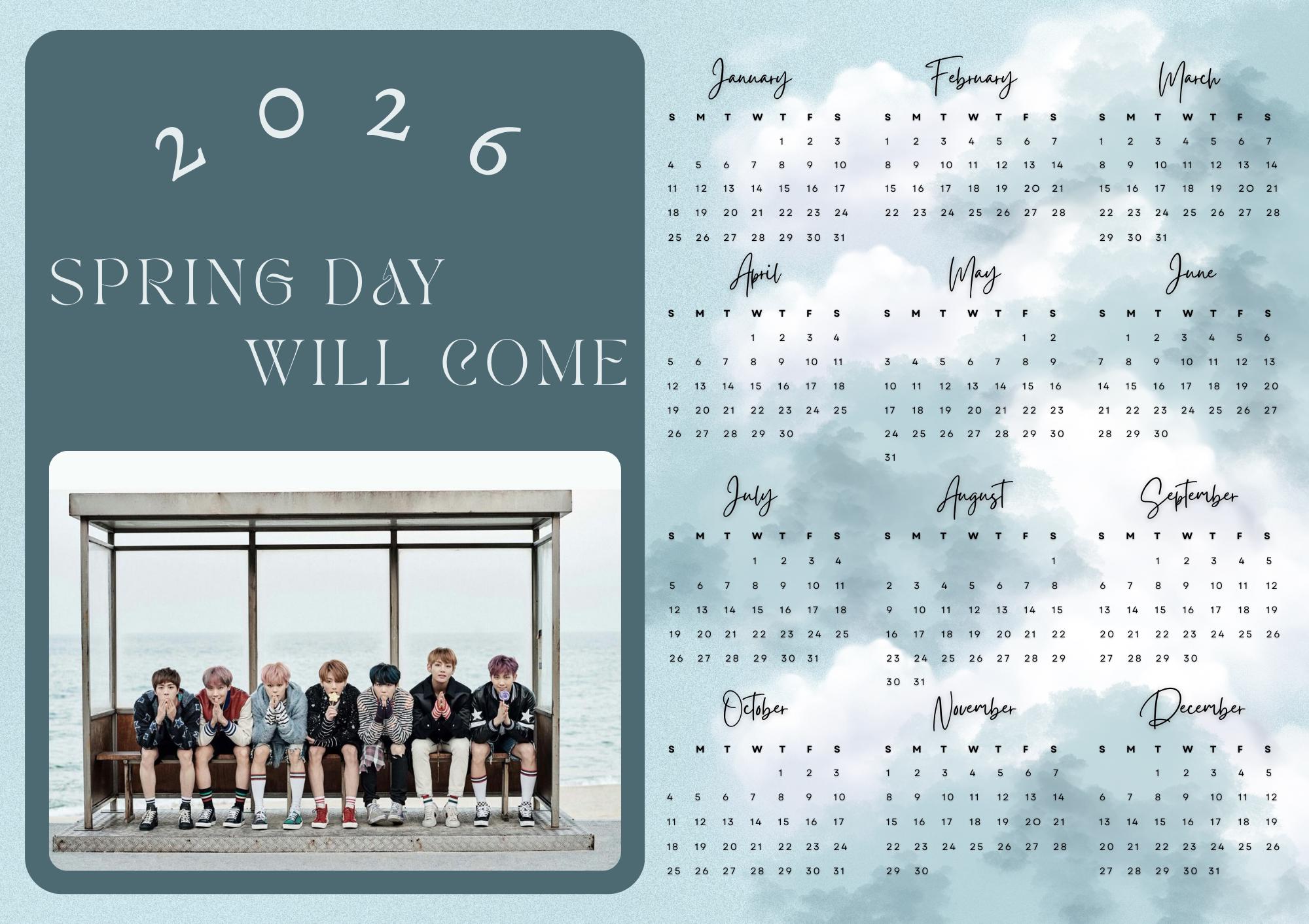 Bts Wall Calendar - Etsy