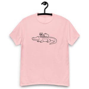 T-shirt animal mignon - Crocodile en dessin animé avec raton laveur et amis Capybara - T-shirt graphique sain et amusant - Chemise unisexe douce pour les amoureux des animaux