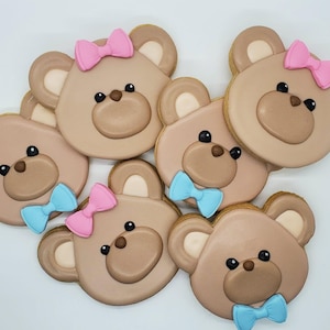 Bear Decorated Cookies – Set of 12 Custom Sugar Cookies for Baby Showers, gender reveal, Birthdays & Special Events