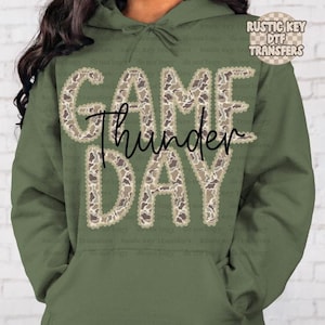Camo Lace Game Day DTF Transfer: Thunder Mascot, Ready To Press