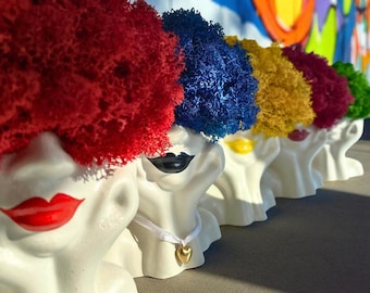 Whimsical Handcrafted Mossy Vase | Girl Silhouette Plant Decor Gift