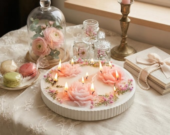 Large Luxury Flowers Soy Wax Candle – multi Wicks – Unique Scented Gift