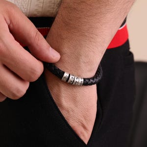 Father Gift, Custom Silver Bracelet For Dad With Kids Name, Personalize Daddy Bracelet, Family Jewelry, Famliy Name Bracelet, Husband Gift