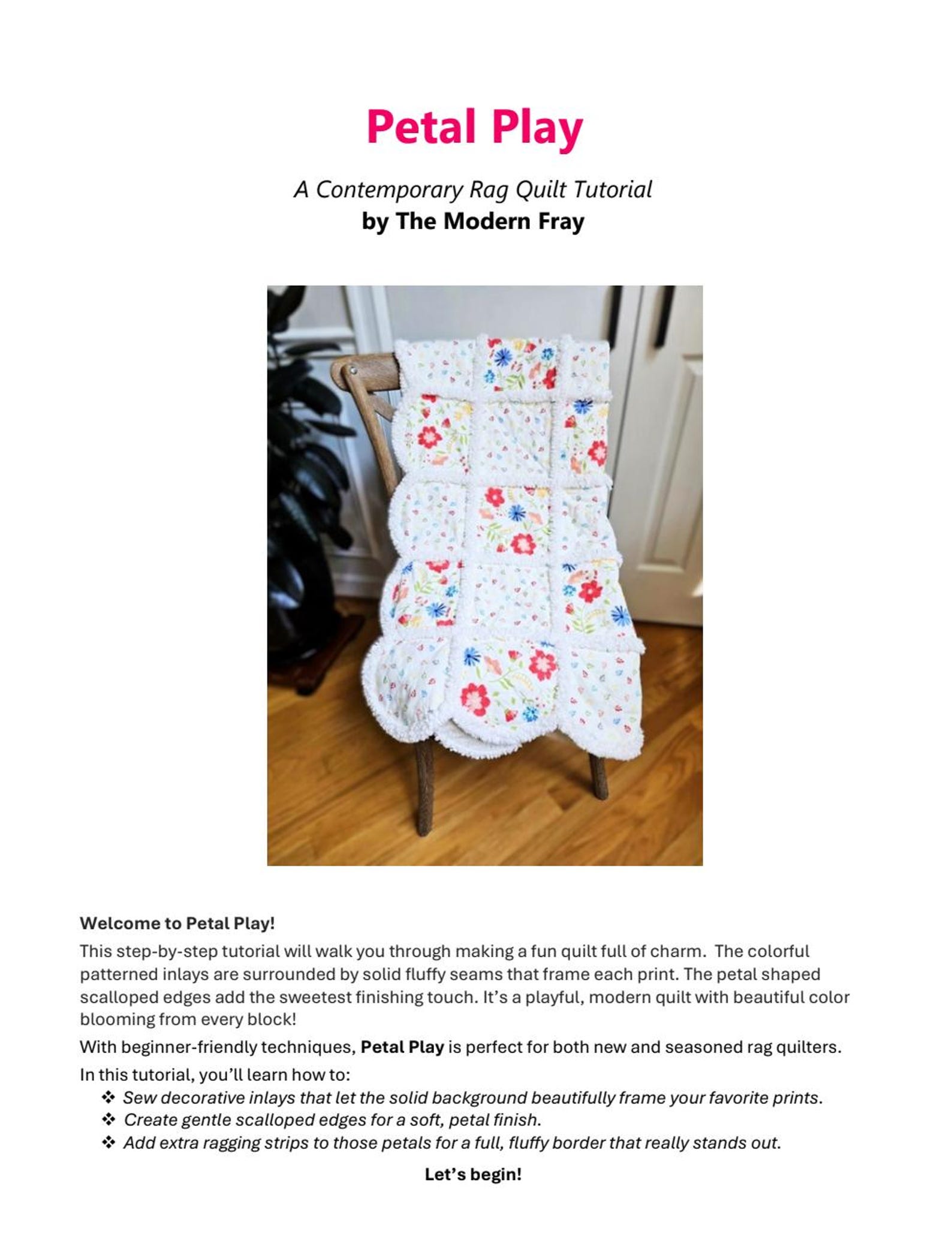 Petal Play Rag Quilt Pattern: Scalloped Edge Tutorial (PDF Download ...