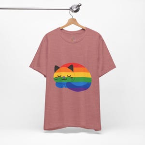Rainbow Pride Cat Flag Unisex Tee, LGBTQ queer Inclusion Resting Cat Face Shirt, LGBT Pride Clothing, Rainbow Cat T-Shirt, Diversity Pride
