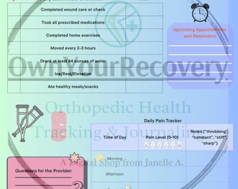 Lista de verificación diaria de recuperación posoperatoria / Seguimiento de curación imprimible / Descarga instantánea en PDF