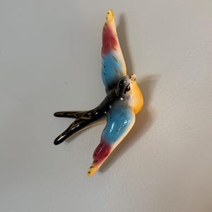 Vintage El Patio Mexico Pottery Swallow Wall Hanging | Hand-Painted Mid Century Bird | Boho Folk Art Decor