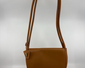 Vintage Vany by Arcelus Leather Saddle Bag Purse Camel Tan Made in Uruguay