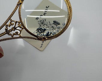 Vintage Florenza Magnifying Glass Pendant Necklace | Victorian Revival Lorgnette Style | Ornate Gold Tone Statement Jewelry