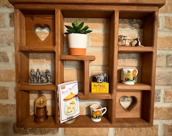 Vintage Wood Heart Curio Shelf / Shadow Box