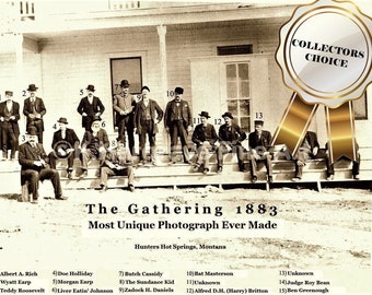 Vintage Wall Decor The Gathering 1883, Rare Old West Photo Print, Holliday Earp Butch Cassidy Unique HISTORIC Collectible Includes Write Up