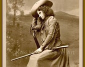 希少 アニー・オークリー ビンテージ写真 Annie Oakley Photograph: Vintage Wild West Portrait Art Print