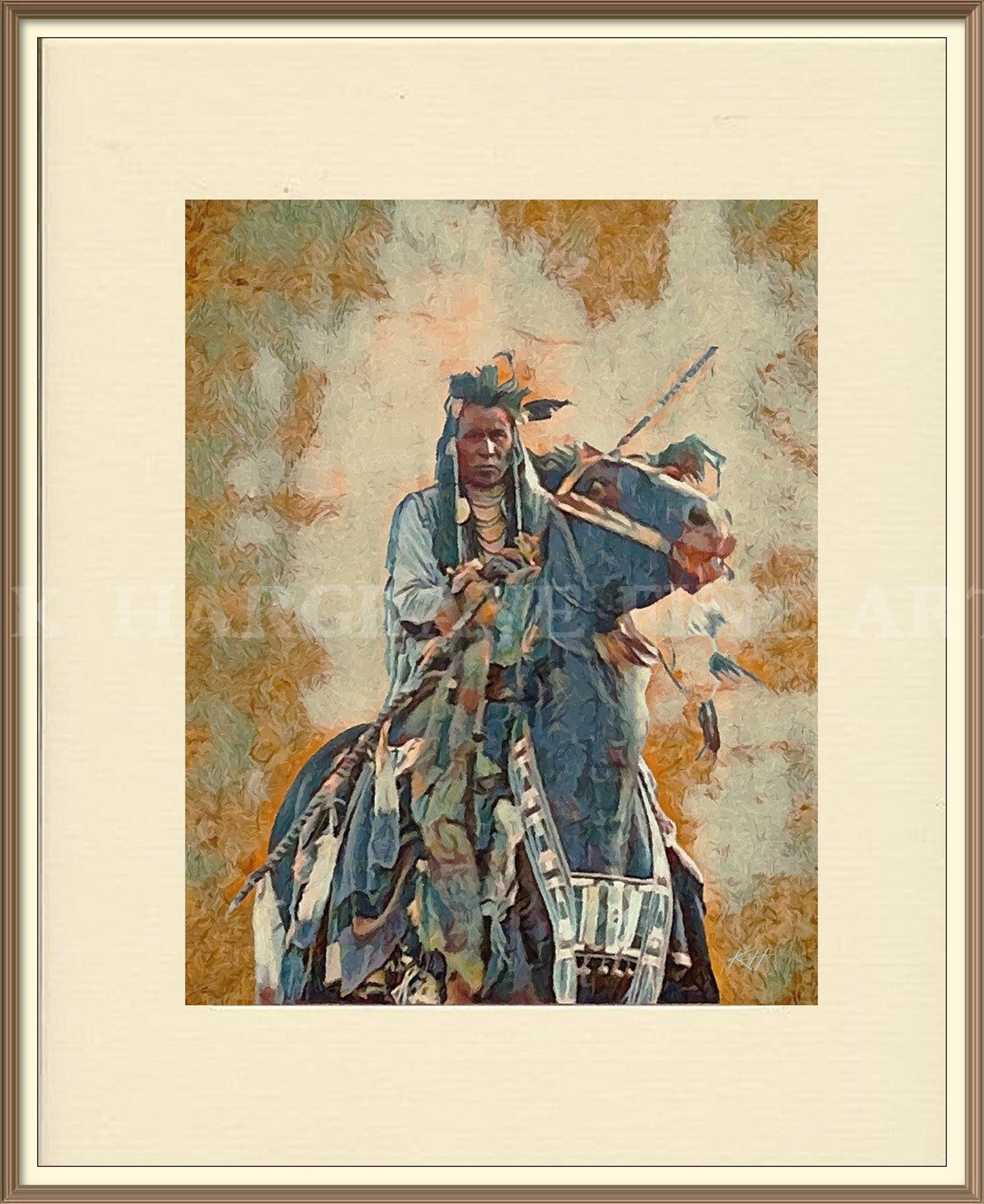 Crow Warrior Print: Native American Plains Art by K. Hargrave - Etsy