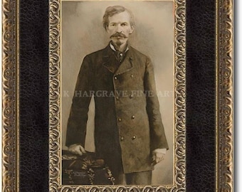 Retrato esbozado de Doc Holliday Prescott, estilo victoriano, Giclée