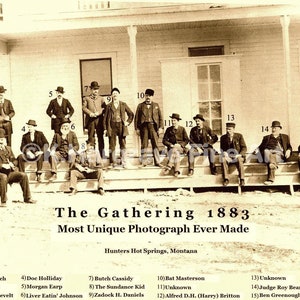 Vintage Wall Decor The Gathering 1883, Rare Old West Photo Print, Holliday Earp Butch Cassidy Unique HISTORIC Collectible Includes Write Up image 2