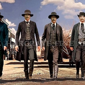 Wall Decor Doc Holliday and Earp Brothers Old Wild West Historic Tombstone Gunfight OK Corral Shoot Out Walk Down PRINT by K.Hargrave