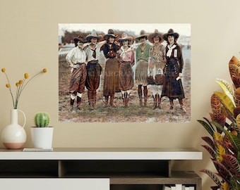 Vintage Cowgirl Rodeo CANVAS Art Print: Wyoming Cowgirls Ready to Hang Wall Decor