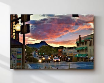 Lienzo grande de 61 x 91 cm (24" x 36") con diseño de puesta de sol monzónica en Prescot, Arizona. Listo para colgar.