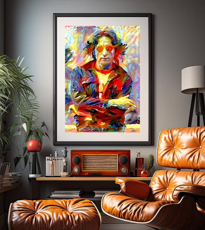 John Lennon Art Print: Signed Psychedelic Portrait, 70s Decor - Etsy