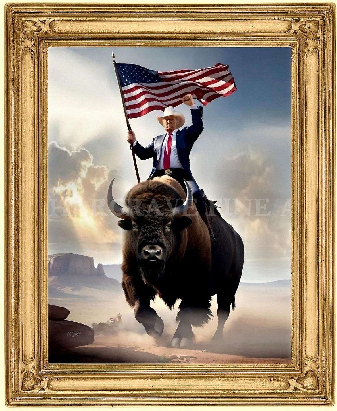 Donald Trump Buffalo Rider Art: Western Americana Giclee Print