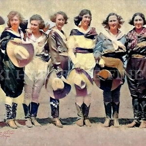 Vintage Wall Decor Classic Old Wild West Retro Rodeo Round Up Cowgirls Vintage Antique Historic Wall Art Collectible PRINT