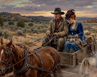 Soiled Dove Saloon Girl Ranch Farm Romantic Conmovente Atardecer del Viejo Oeste Lámina Artística Retrato de Arizona Decoración de Pared
