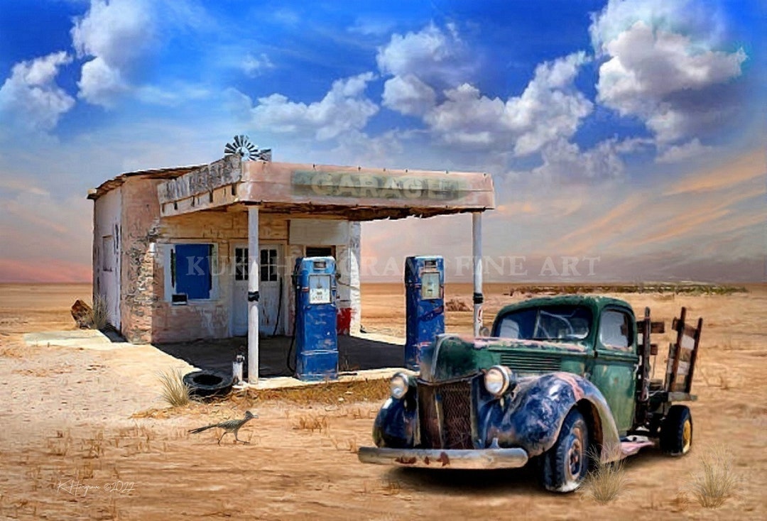 Old Vintage Gas Filling Station Garage Truck Quartzsite Etsy