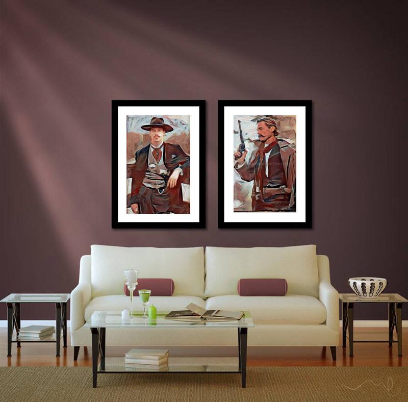 Doc Holliday & Wyatt Earp Prints: Tombstone Movie Art, Signed K. Hargrave