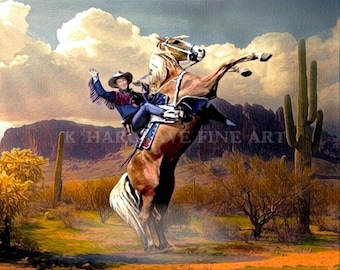 Roy Rogers & Trigger Print: Signed Western Cowboy Art by K. Hargrave