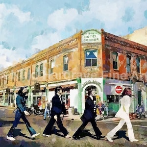 Vintage Wall Decor Fab Four Beatles Abbey Road Vintage Jerome AZ SIGNED PRINT from an Original Painting by K.Hargrave