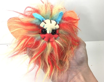Orange Glitter Moth Plush - Mini Butterfly - Stuffed Bug - Kawaii Stuffed Animal