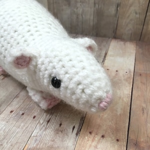 White Rat Plush - Kawaii Amigurumi Soft Toy - Cute Rodent Stuffed Animal - Fancy Rat Toy - FREE SHIPPING