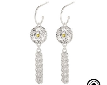Cassia Mini Hoop Earrings with Sapphires | Fairmined Silver | Handmade Jewelry | Ethical Gemstones | Gift for Her | Ethical Jewelry