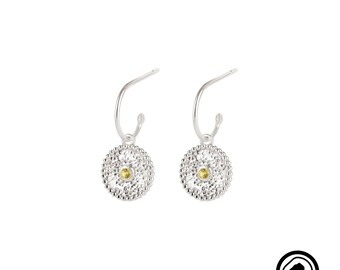 Cassia Mini Hoop Earrings with Sapphires | Fairmined Silver | Handmade Jewelry | Ethical Gemstones | Gift for Her | Ethical Jewelry
