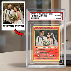 Personalized Poke Anniversary Card, Custom Wedding Photo Card, Anime Style Acrylic Gift, Couple Keepsake for Him or Her, Anniversary Gift