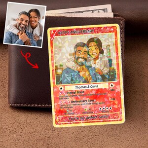 Carte d'anniversaire personnalisée Poke avec photo, carte de mariage personnalisée pour couple anime, cadeau pour lui et elle, carte romantique personnalisée pour amoureux