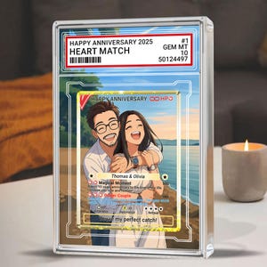 Regalo de aniversario de anime personalizado para pareja - Placa acrílica personalizada - Recuerdo de amor con corazón - Decoración romántica para él y ella