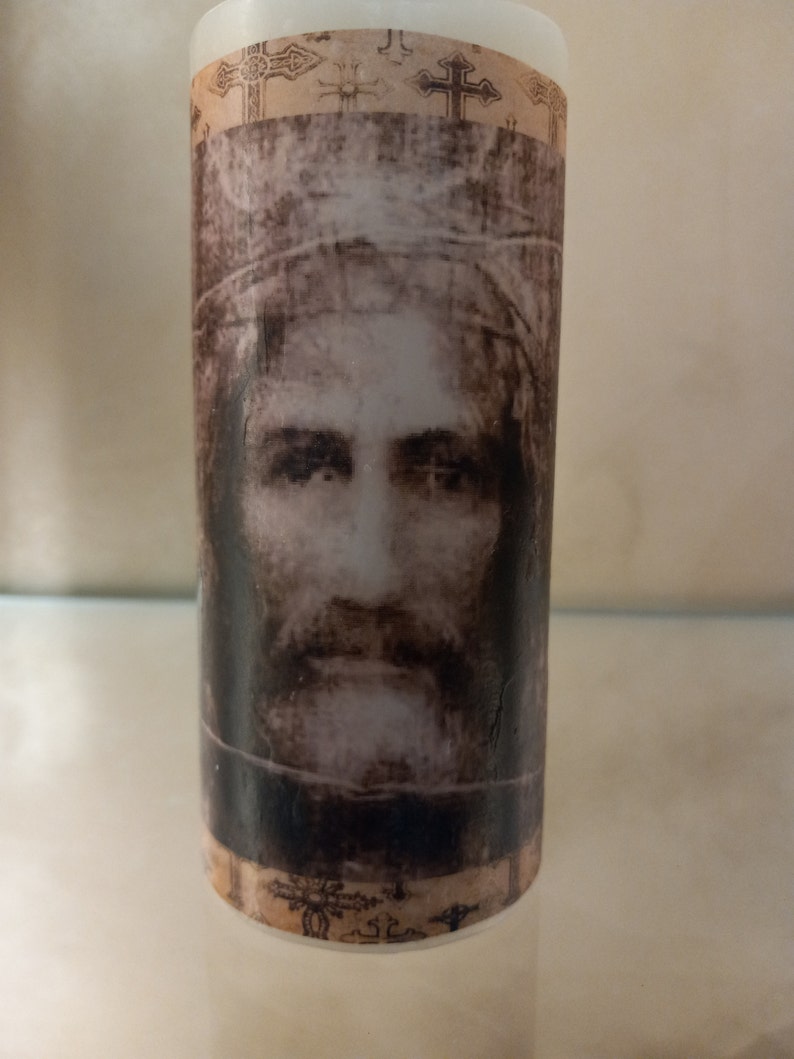 Holy Face Jesus Christ Candle Shroud of Turin Flameless Etsy