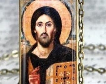 Pantocrator, Mt Sinai Christ,  Jesus Christ Orthodox Icon,   Religious  Christian Necklace, Orthodox  Faith Gift