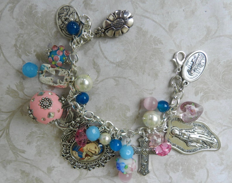 Religious Charm Bracelet Holy Medal Saints Braceletcatholic Etsy