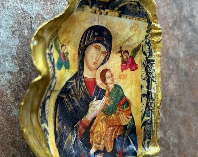 Virgin Mary Shell Virgin Mary Oyster Shell, Religious Trinket Ring Tray, Theotokos ...
